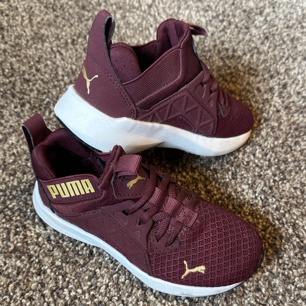 Perfect condition: Puma Purple and Gold Sneakers Modern Athletic Design 12C